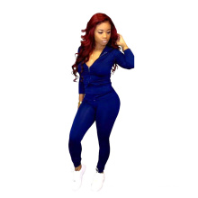 C6441 fall fashion women track suits 2 piece long sleeve set